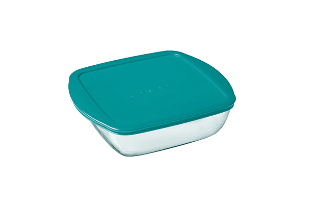 Pyrex cook and store square food storage dish with blue lid 1L